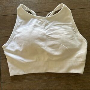 White Ribbed Crop Top workout crop top yoga top